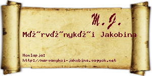 Márványkői Jakobina névjegykártya